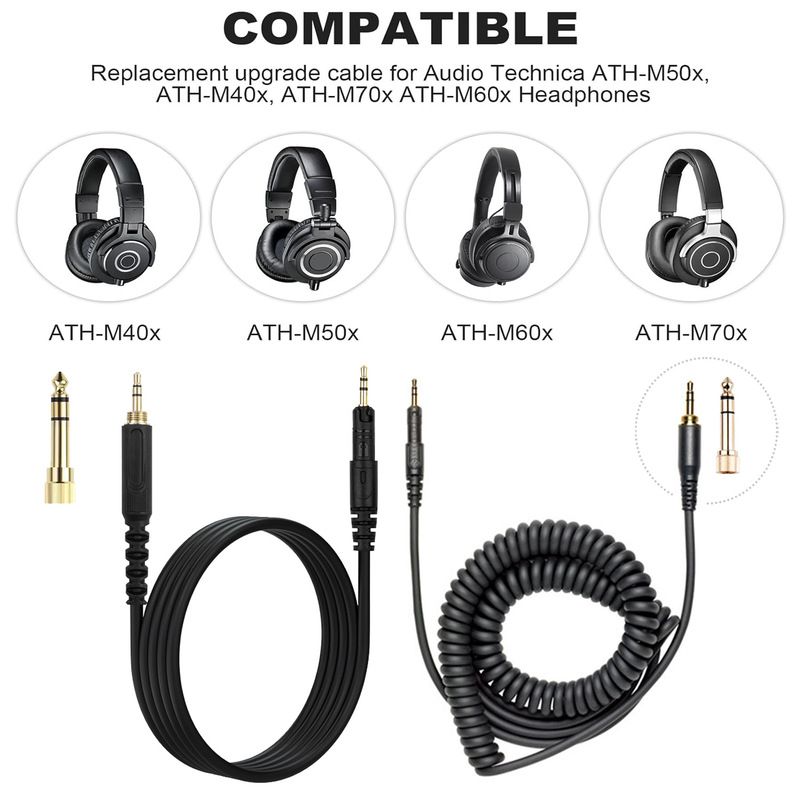 Coiled Audio Cable Replacement - Audio Technica Headphone Ath-M50X 评论和价格