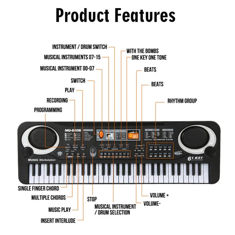 Kids Electronic Piano Keyboard - Musical Instrument Harmonium 评论和价格